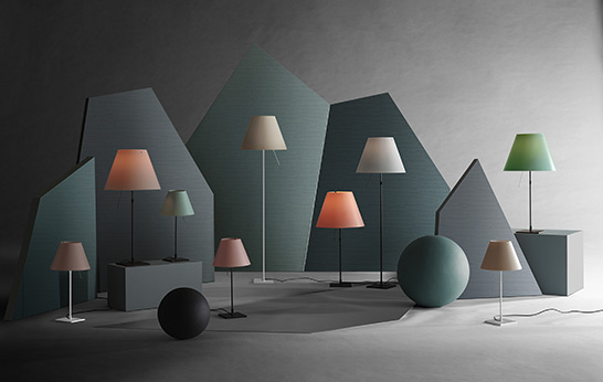 Radieuse, Mezzo Tono, Luceplan, Lighting, Costanza, Costanzina, lighting, Italian design, table lamp, floor lamp, new colors, 2014, Salone del Mobile 2014,