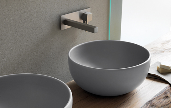 kitchen, bathroom, washbasins, tiles, tonal, gray, texture, concrete, trend, color,