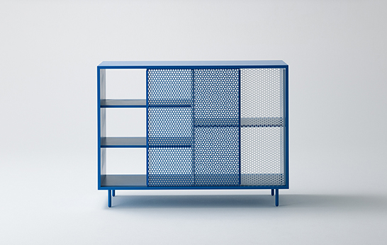 Snowscape cabinet, Tamaki Design Studio, storage, shelving, mesh, sliding doors, pattern,