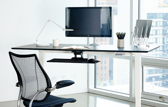 flexible workspace, adjustable height desk, contract, office,