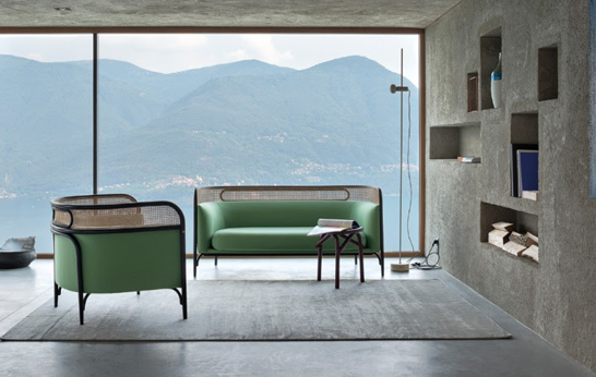 woven cane, bent wood, chair, seating, GamFratesi, Gebrüder Thonet,