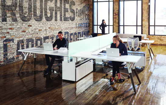 Teknion's upStage™ Reinvents The Workstation Teknion, upStage, desking solution, workplace, office, privacy screen, desks, height-adjustable tables, cabinets, shelves, cubbies, screens, flexible workspace,
