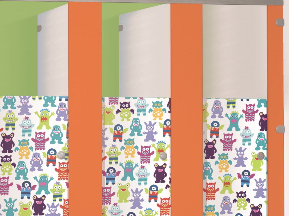Venesta Washroom: Cool Bathrooms For Cool Kids 5327-award-kids-monsters-clementine-toilet-cubicles