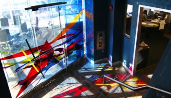 Liquid Oranges' Architectural Laminated Art Glass