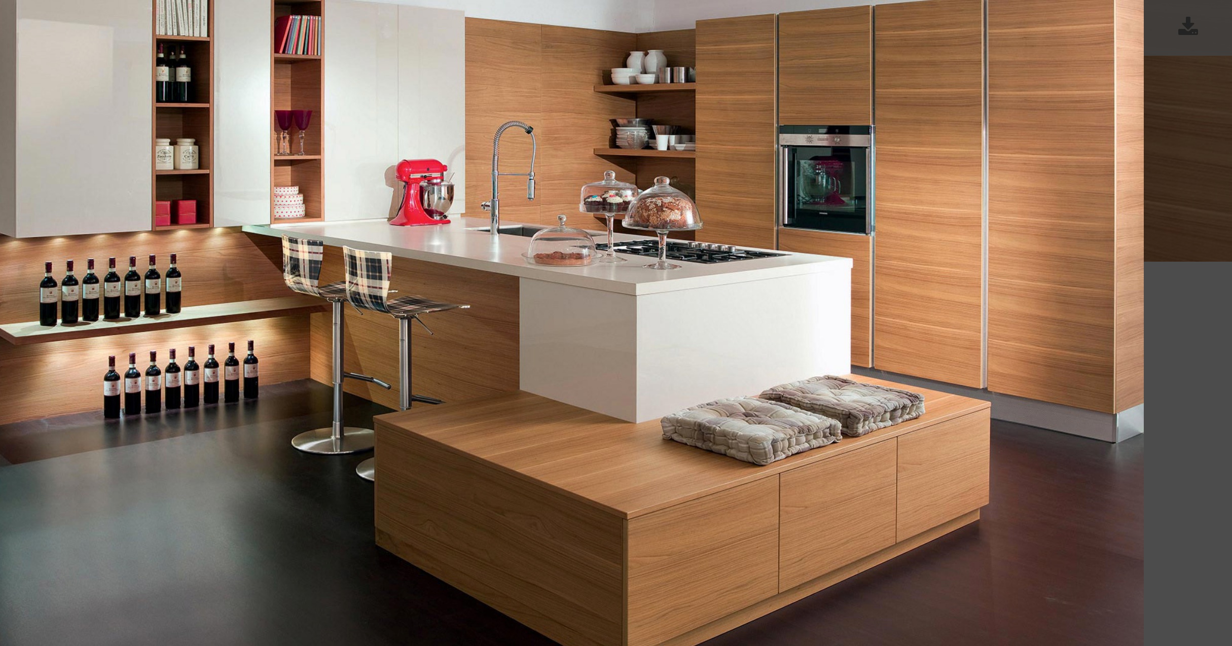 Cappellini Cucine's Honey Walnut Wood + Ivory Skylux Kitchen