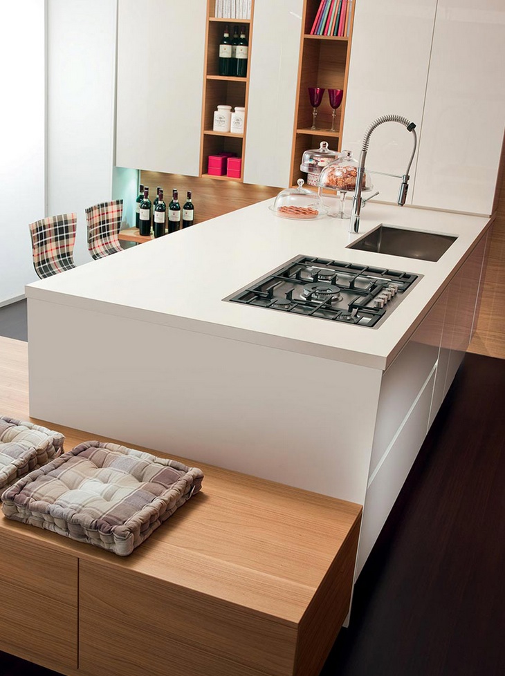Cappellini Cucine's Honey Walnut Wood + Ivory Skylux Kitchen