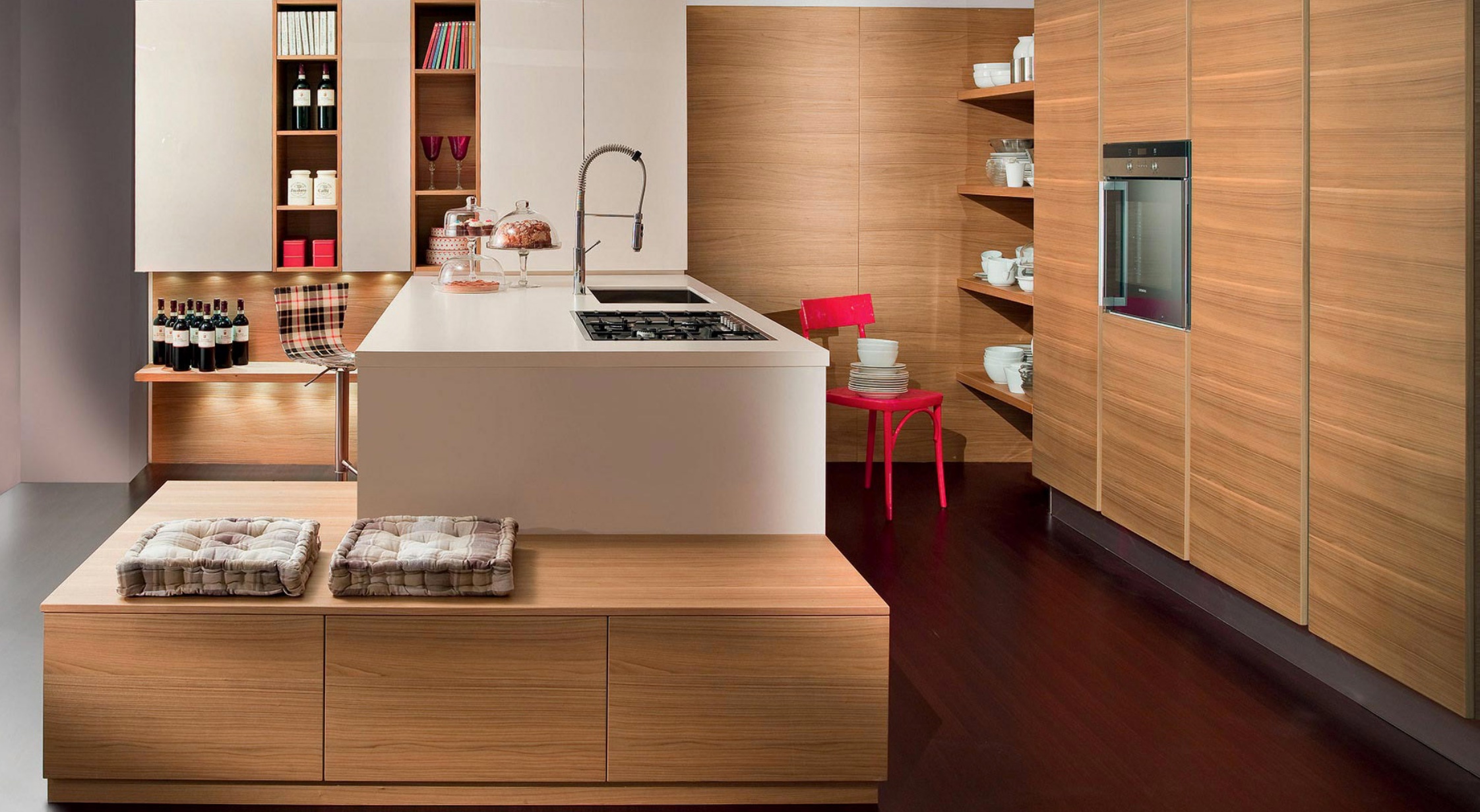 Cappellini Cucine's Honey Walnut Wood + Ivory Skylux Kitchen