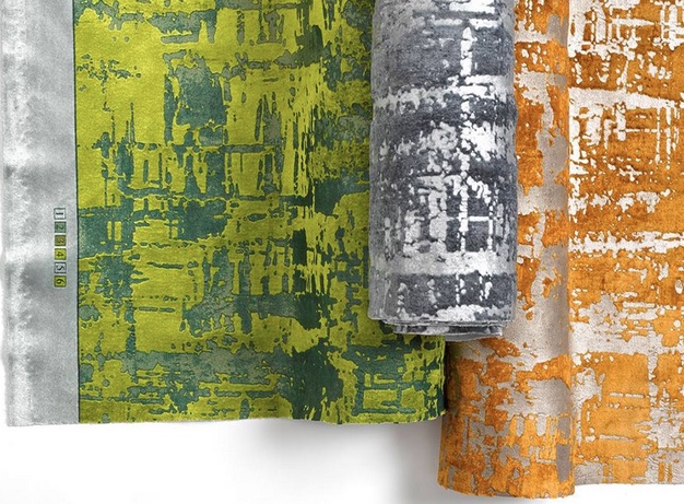 green, silver, and gold metallic fabrics