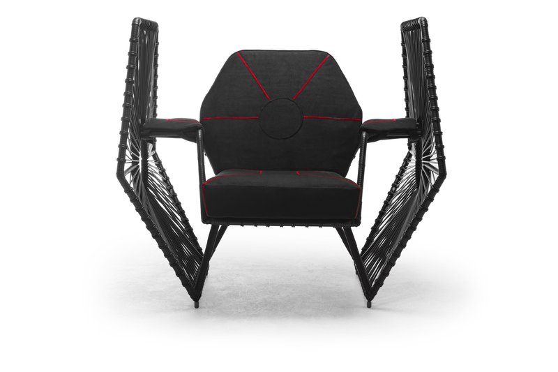 woven armchair resembling Star Wars Imperial Fleet ship