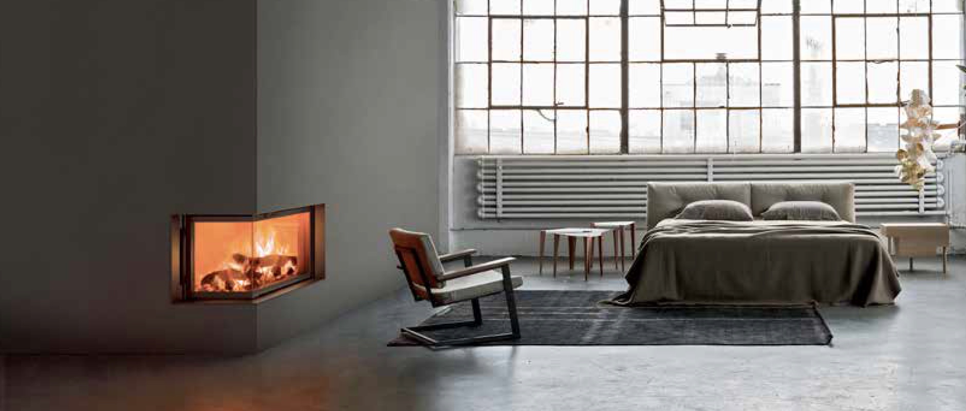 MCZ Fireplace corner installation in bedroom