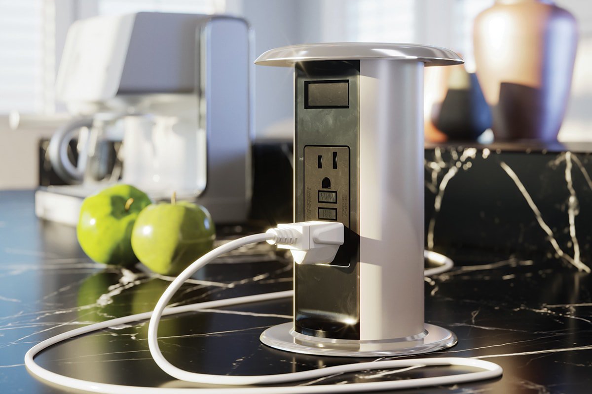 Mockett Pop up kitchen power grommet kitchen countertop installation