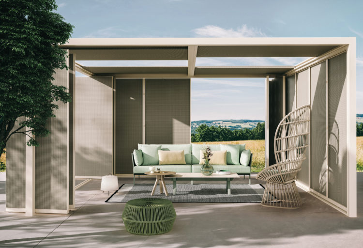 aluminum outdoor structure with walls and open sides