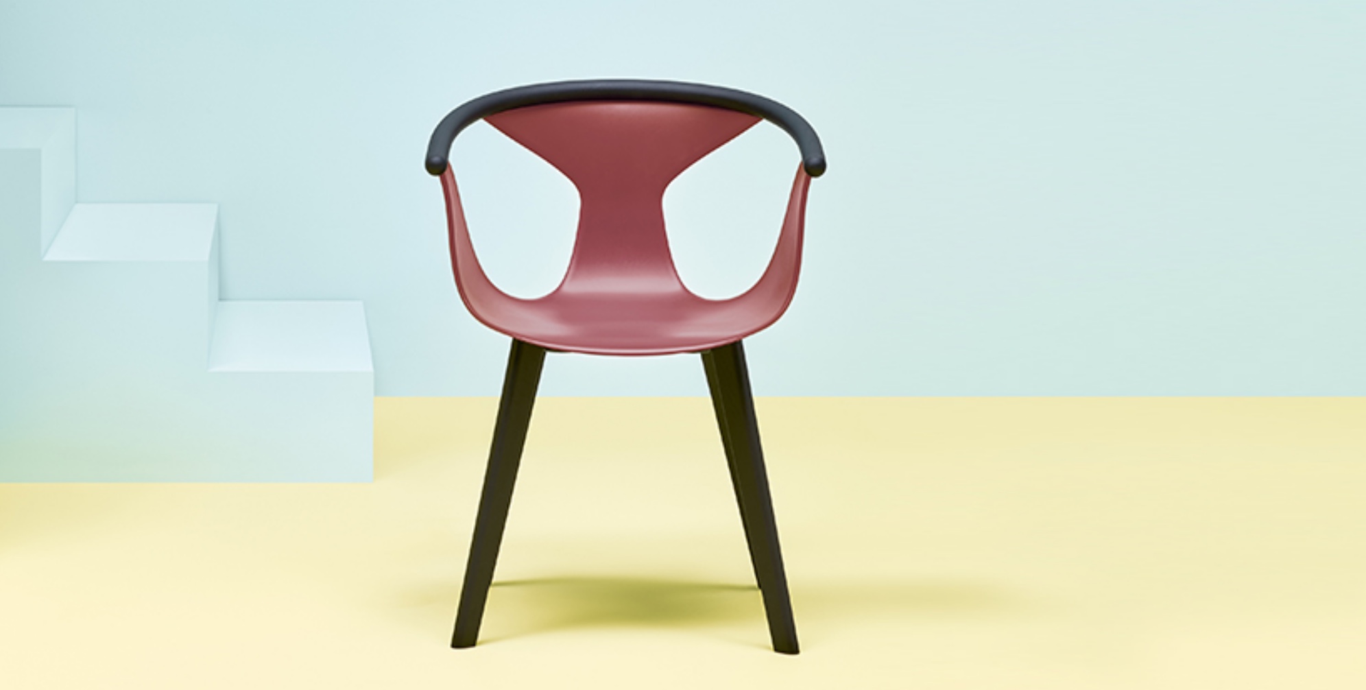 image of a rust-colored Pedrali Fox Guest Chair with front view