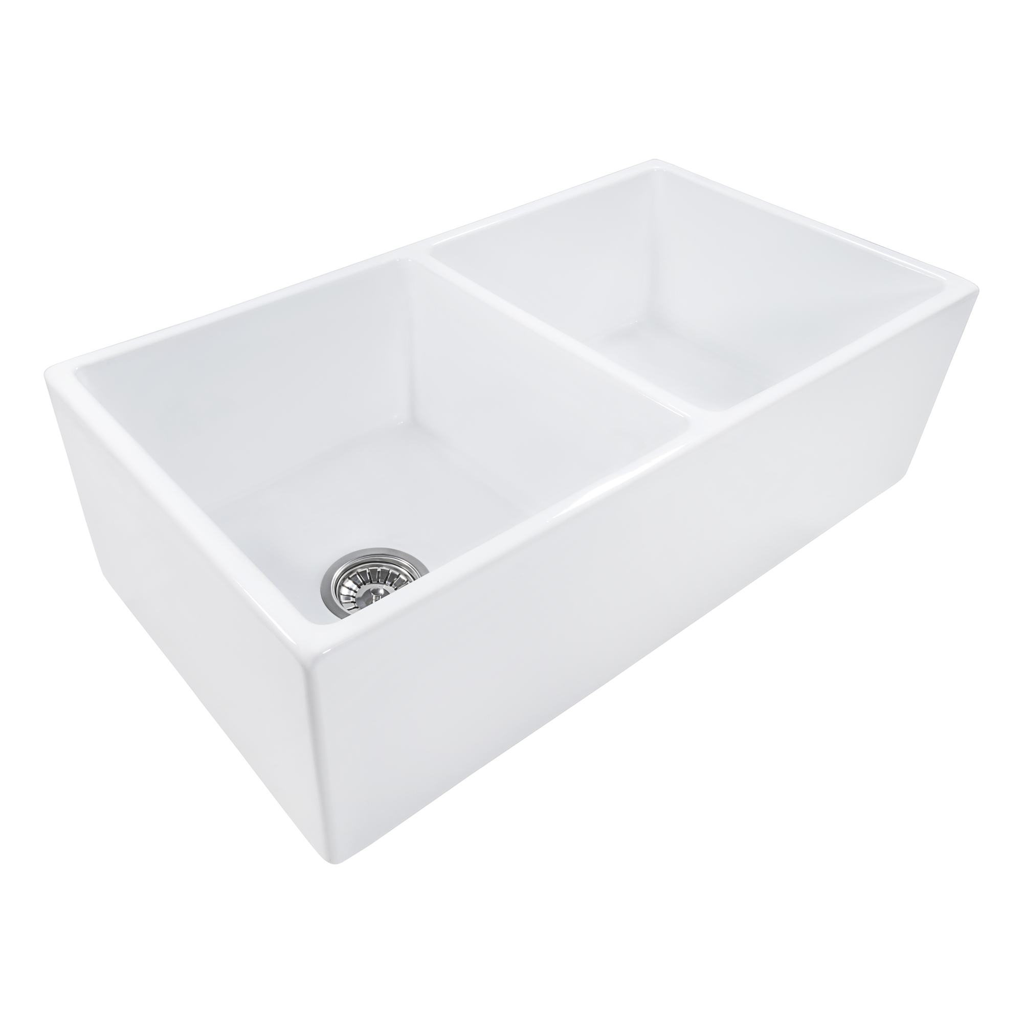 Ruvati Fiamma Farmhouse Corner Kitchen Sink with white background