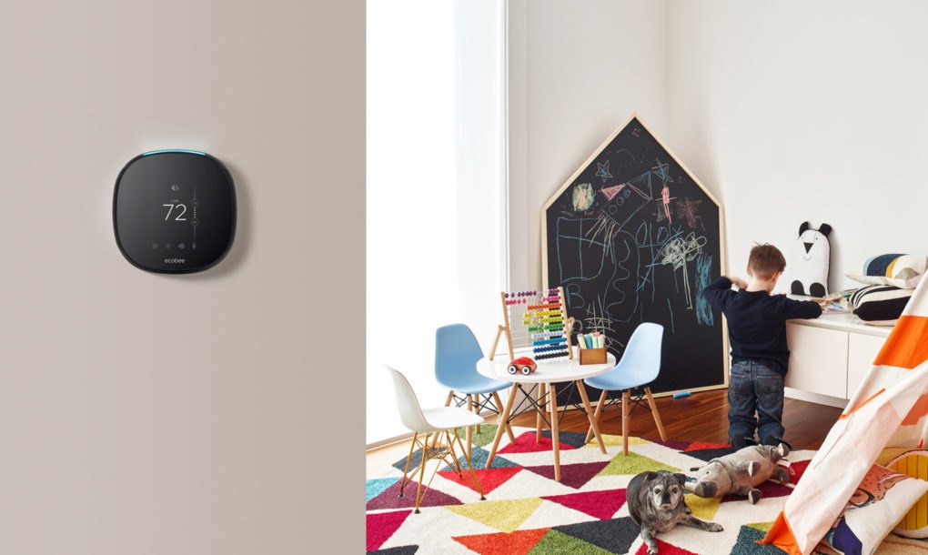 ecobee smart thermostat on wall of child's room