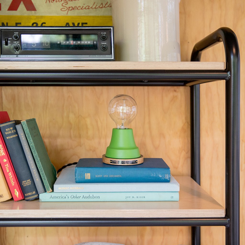 little matte green table lamp