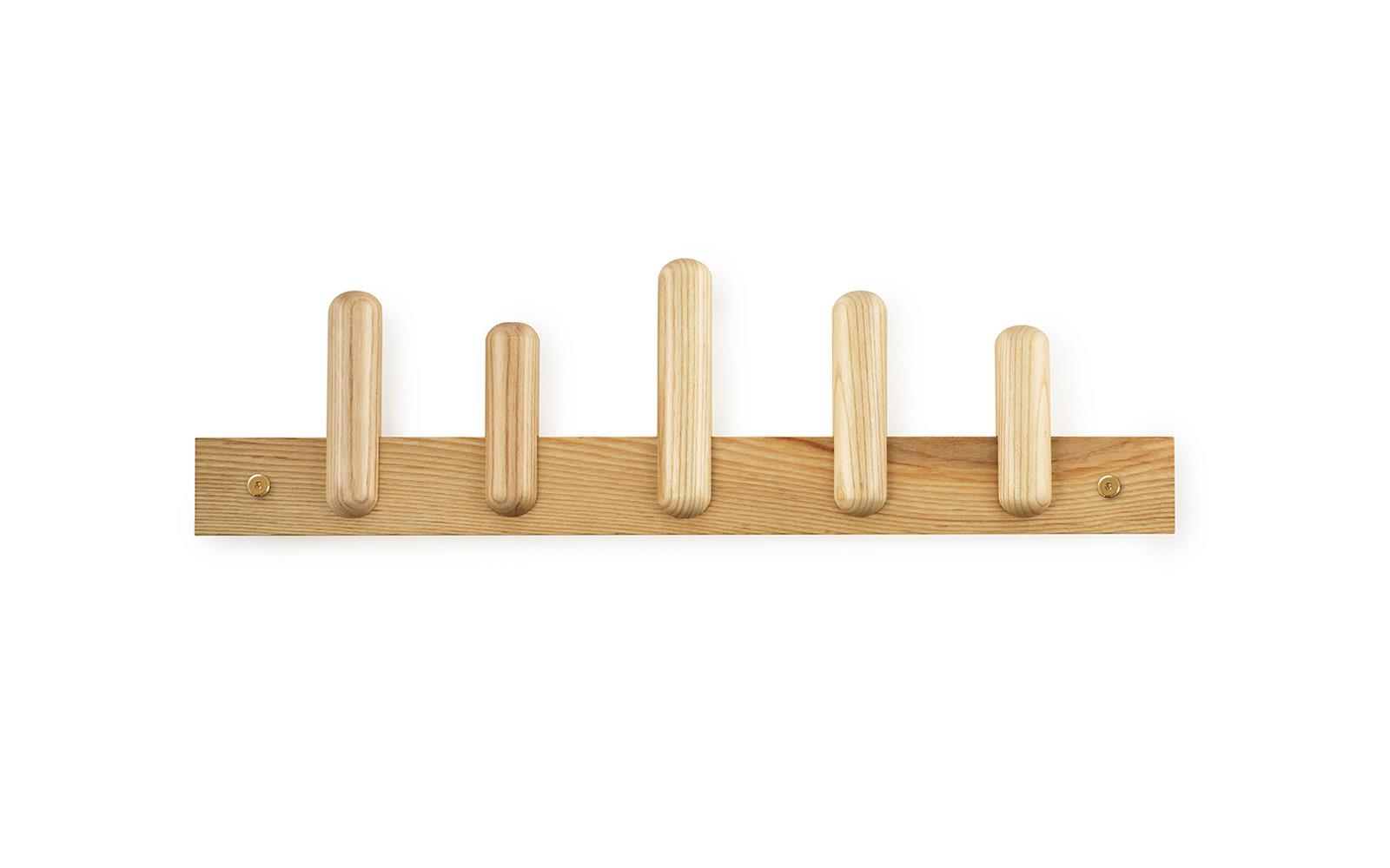 minimalistic coat rack with oak pegs