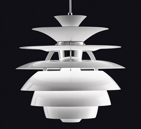 spherical white suspension lamp with aluminum shades