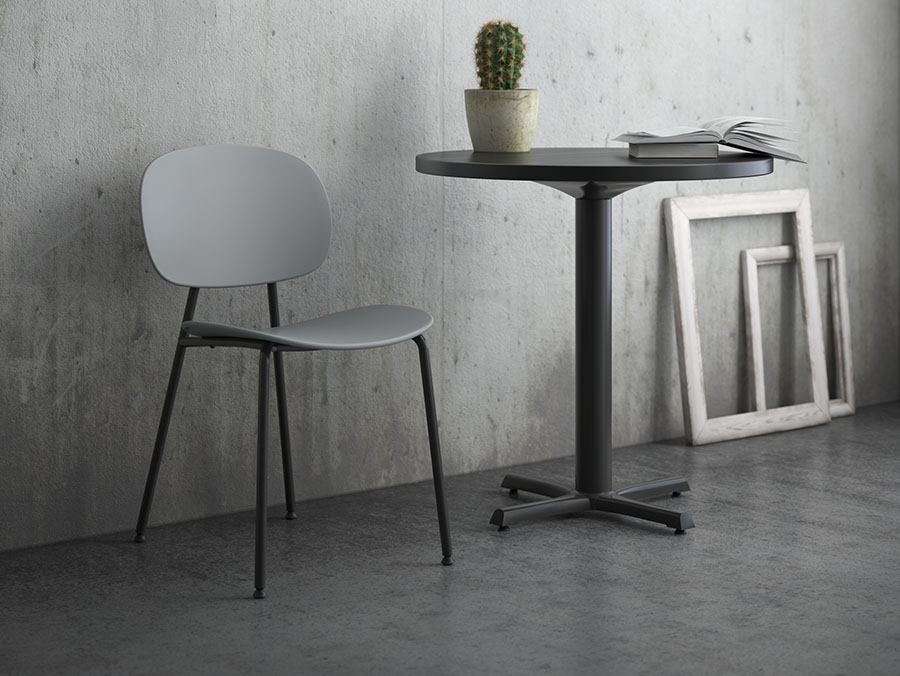 Bryn Chair gray plastic in bistro setting