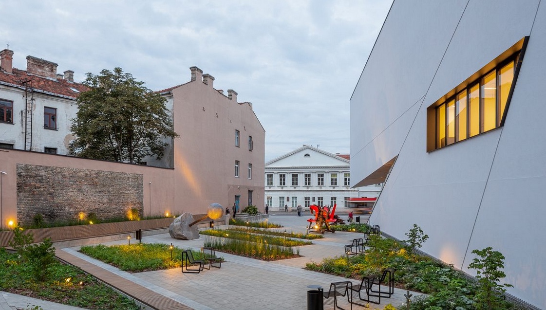 MO Museum courtyard looking out to Vilnius, Lithuania