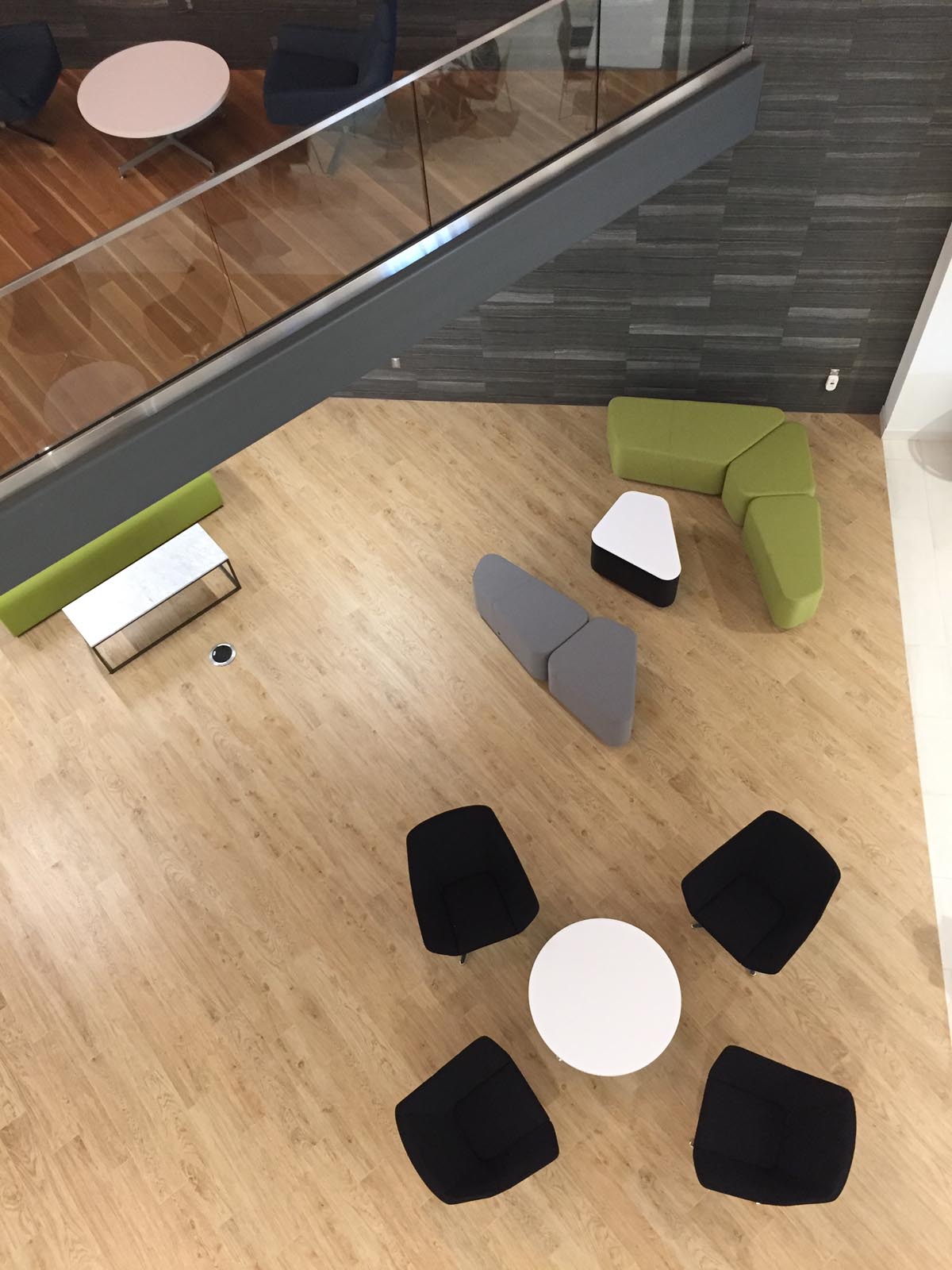 Bouty's Modular Lounge overhead view in open atrium