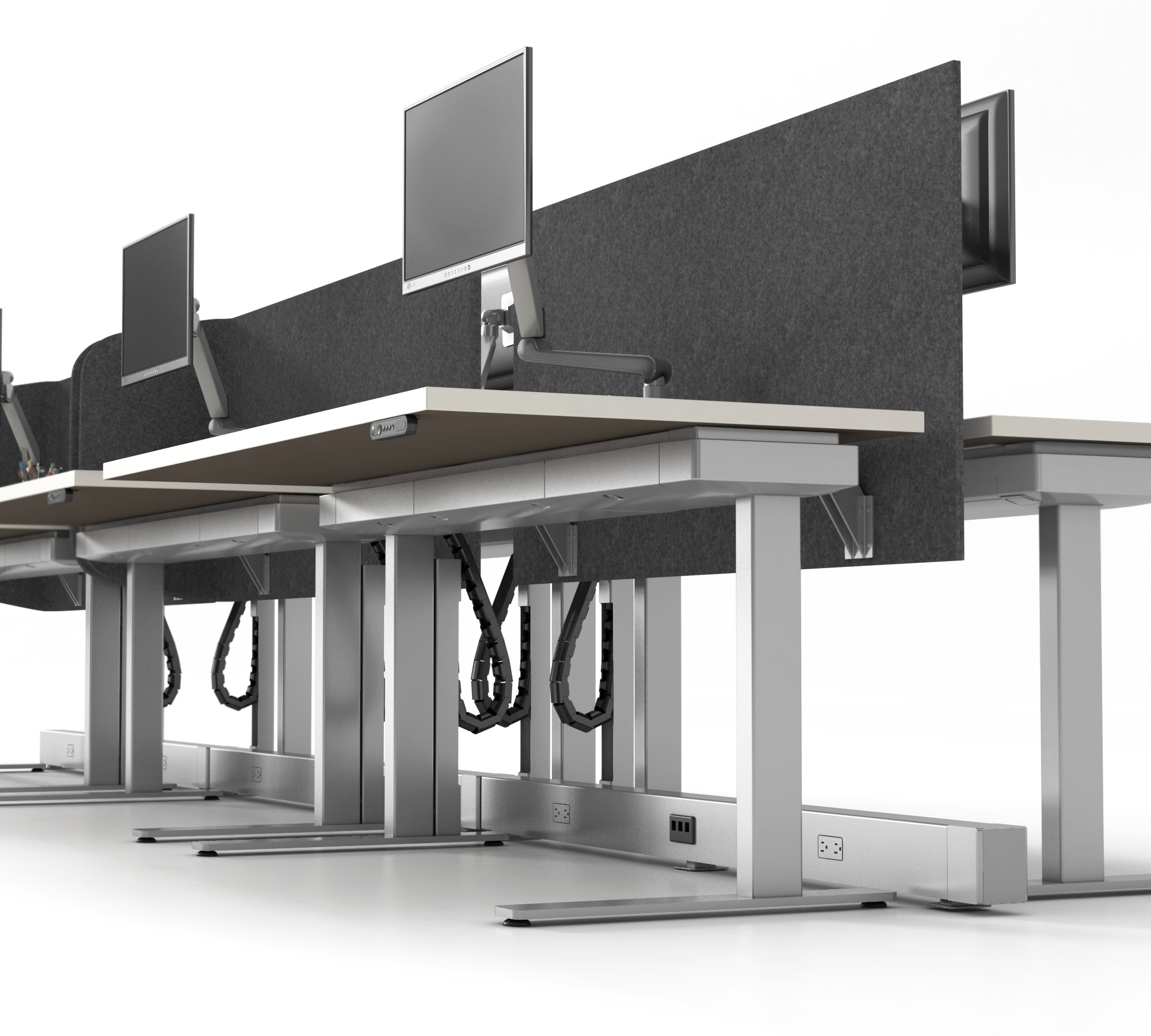 Altitude A8 view under desk of clean power drawer without messy cables or wires