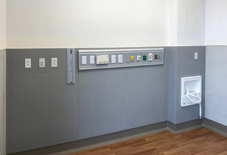 Futrus Wall Panel System in patient room with power infrastructure