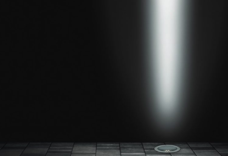 Lumenbeam Inground installation with visible beam of light