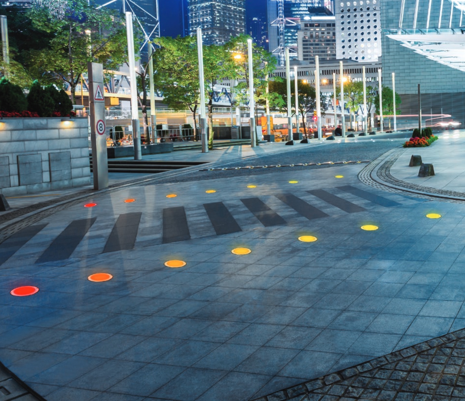 Lumenpulse Inground outdoor installation showing color mixing optics