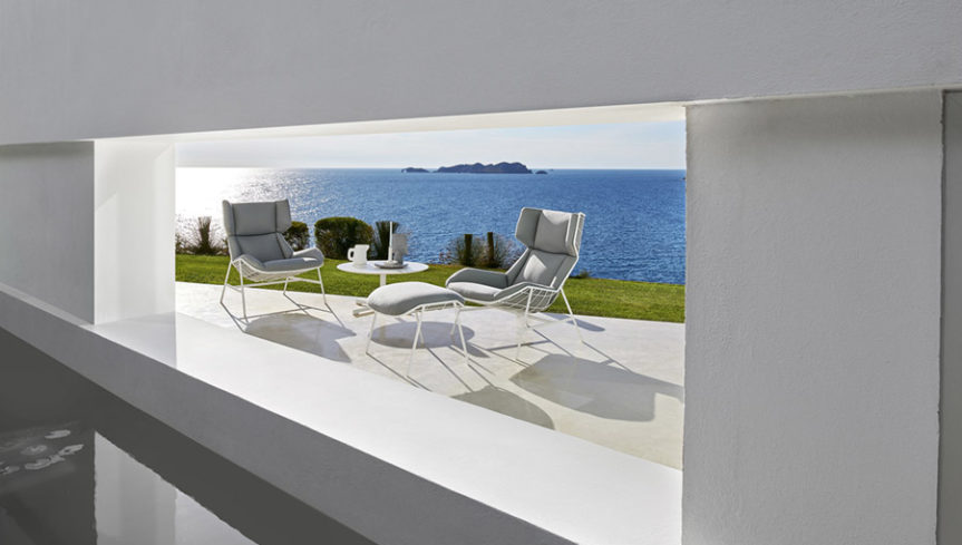 Varaschin Summer Set Chair two chairs on lawn near lake seen through window