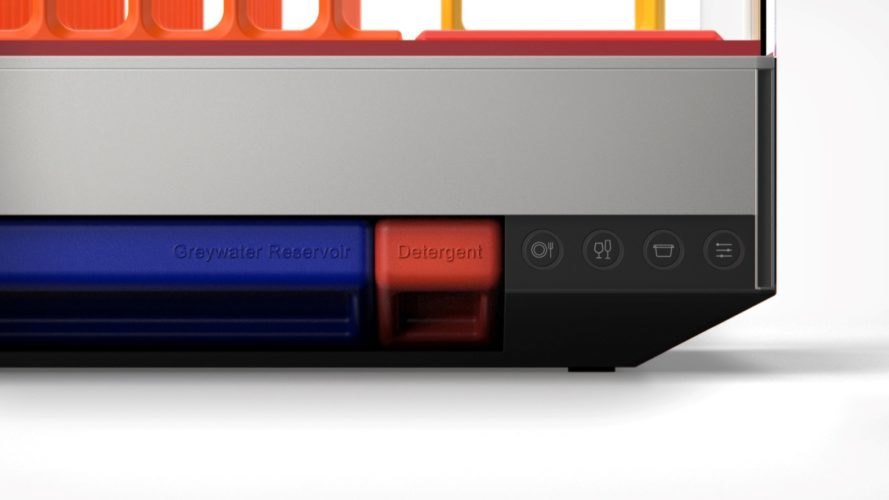 detail of compact dishwasher buttons