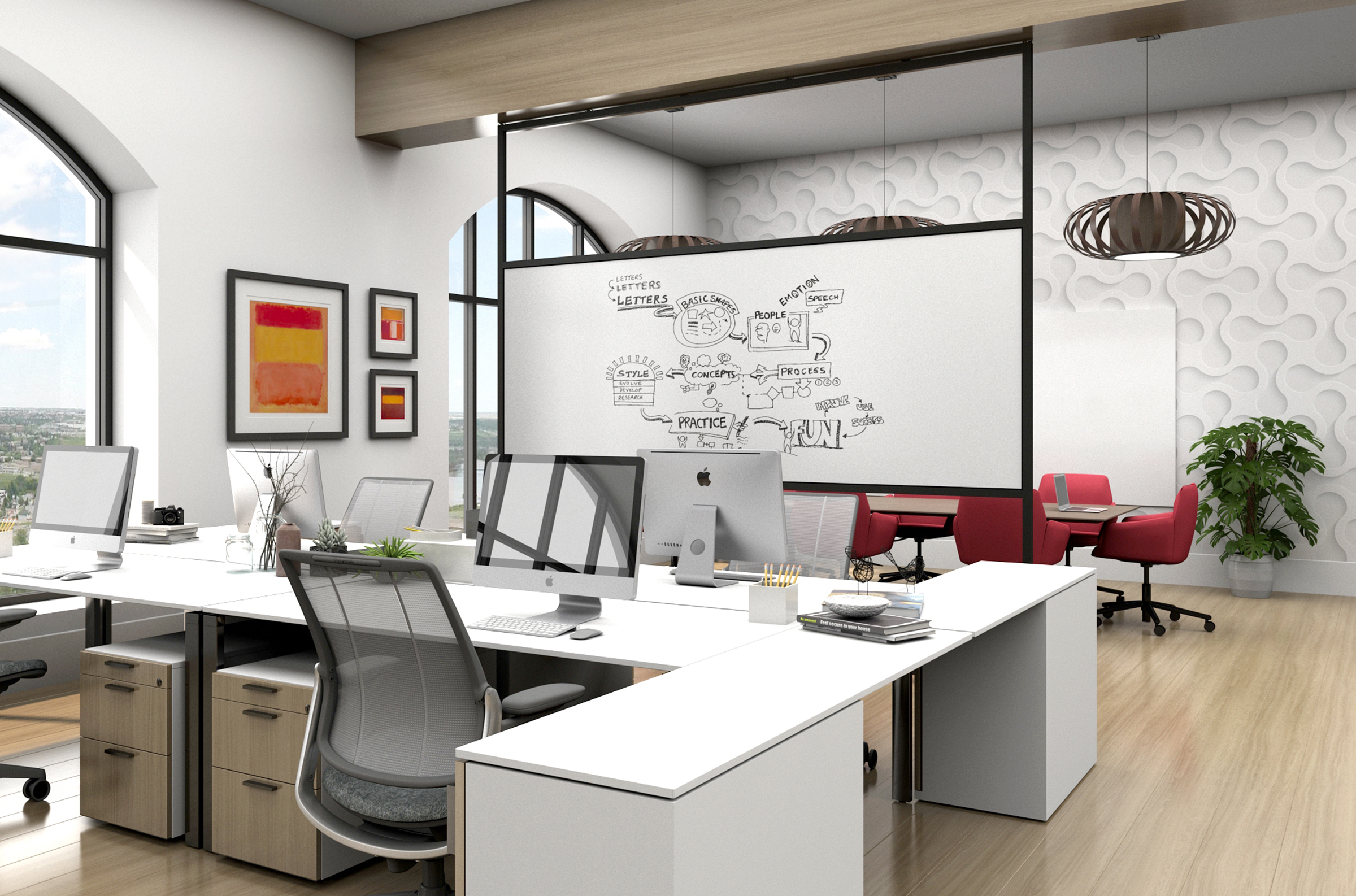 Intersection Room Divider white porcelain marker board single panel