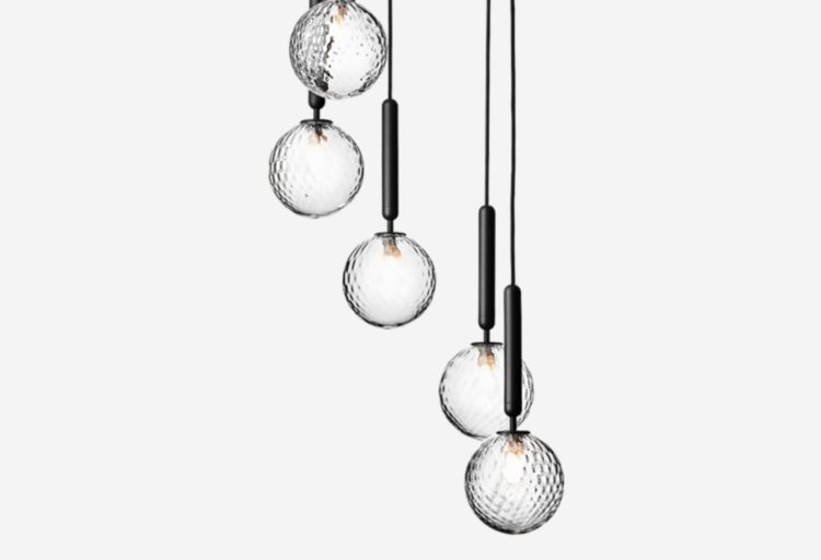 Nuura Miira light pendant six globes transparent
