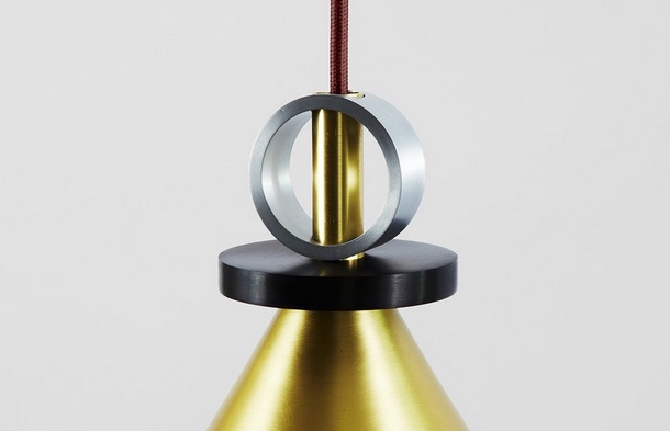 detail of geometric cone-shaped shade