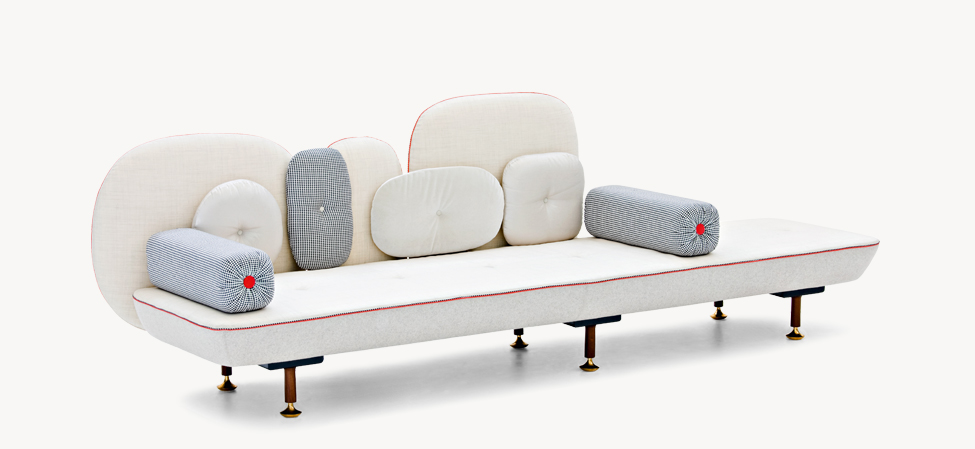 modern white sofa with cloudlike back
