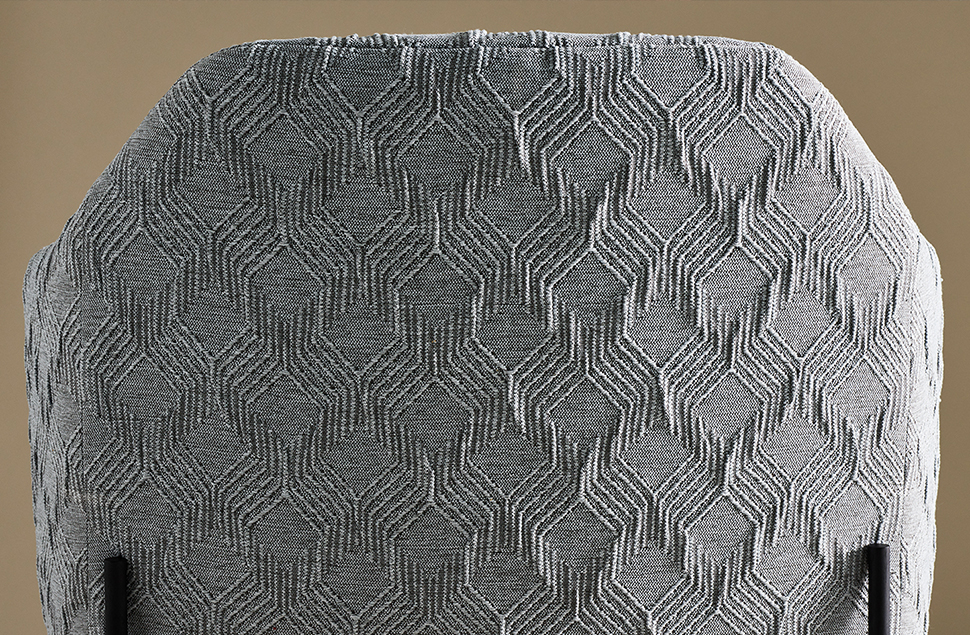 Carnegie Game Theory fabrics Quartz pattern on back of chair