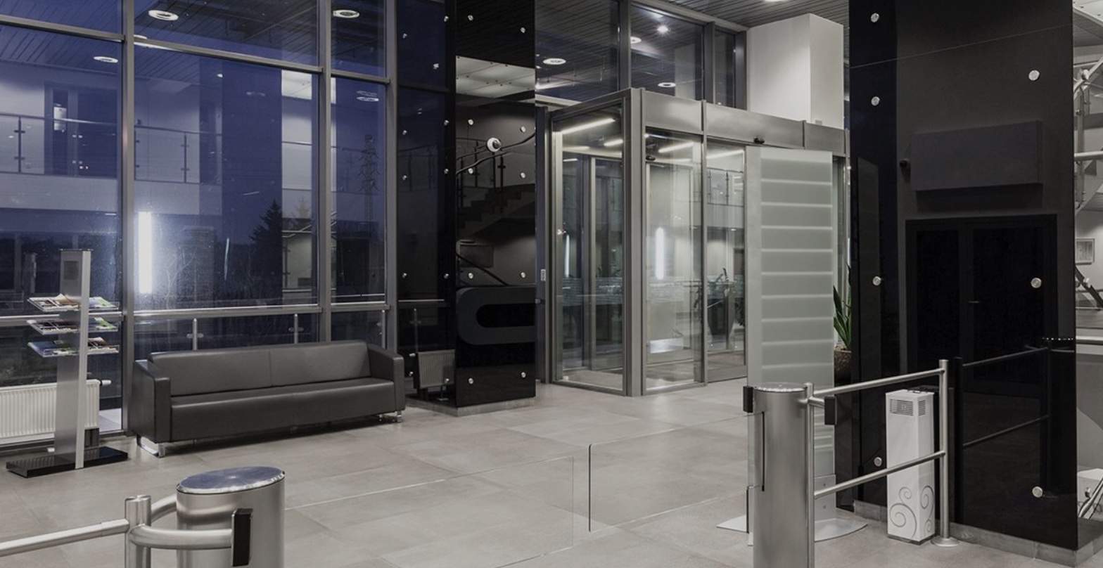 Anatolia Industria Tile Collection zinc style in office lobby