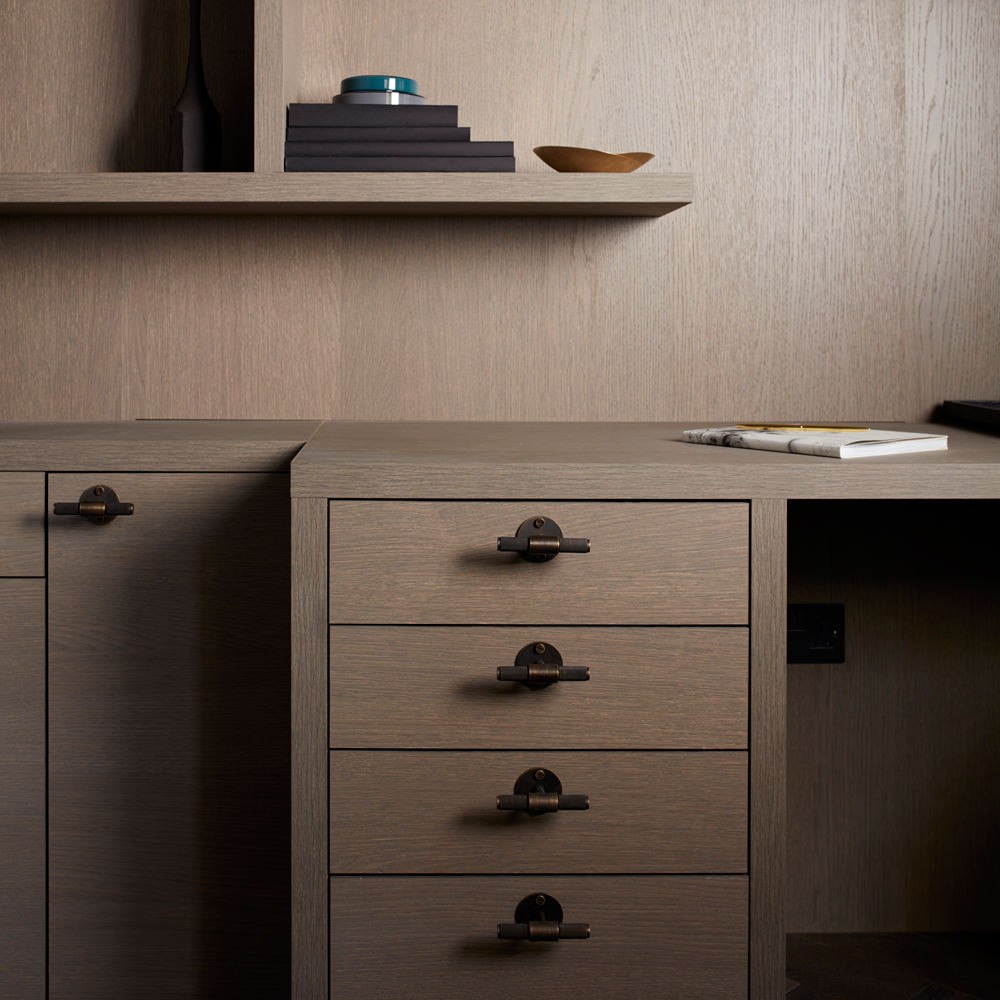 kitchen hardware with knurled knobs by Buster + Punch
