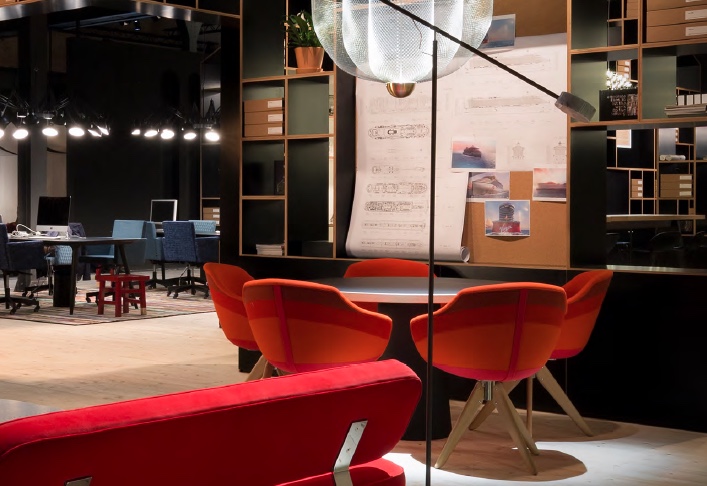 furniture showroom with modern chairs and sofas
