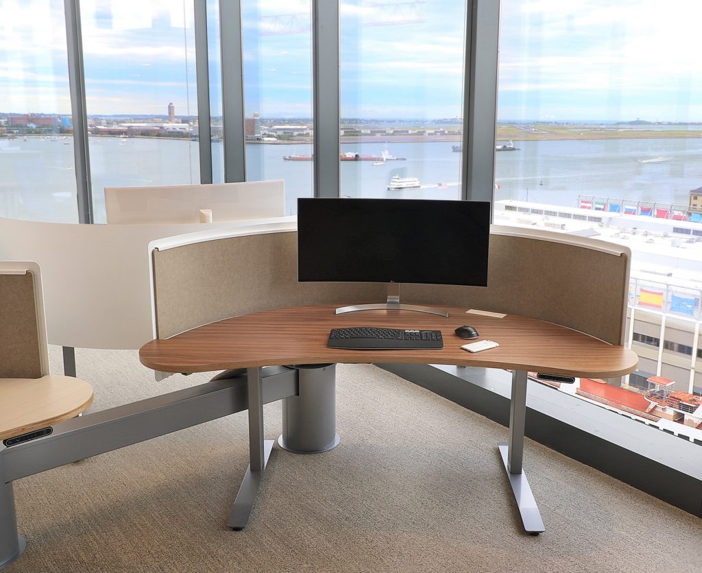 Harbor Stone Desk System front view with computer