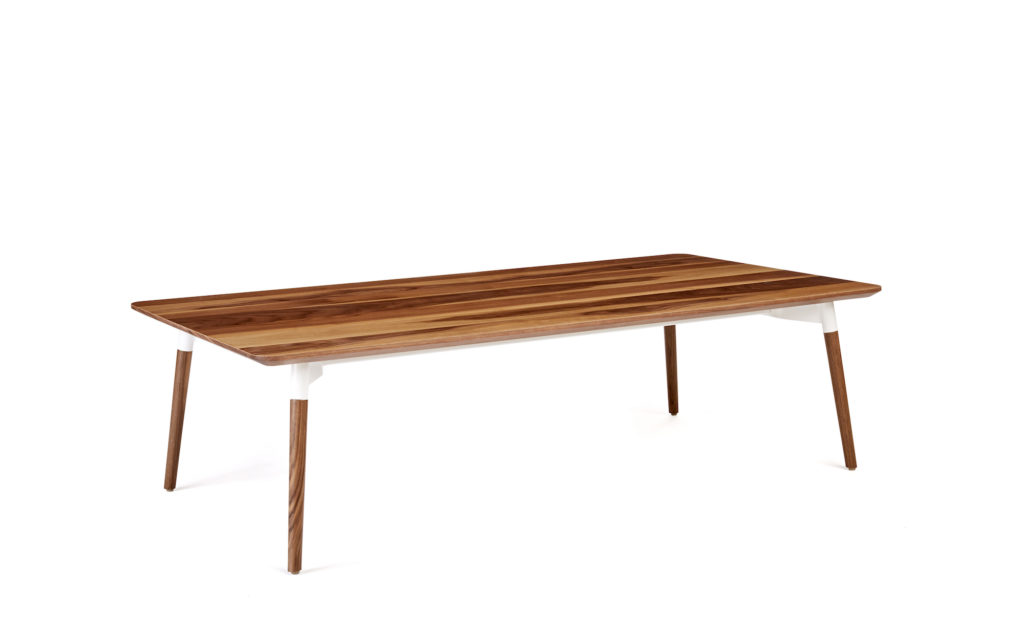 Bello Hightower Coffee Table walnut with white metal brackets