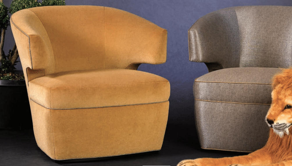 upholstered chair in golden velvet