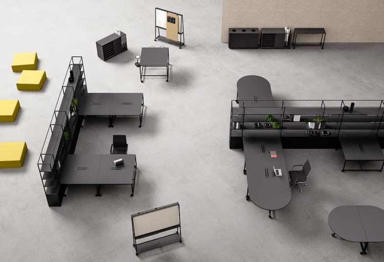 Atelier Collaborative Furniture Solution overhead view of all elements