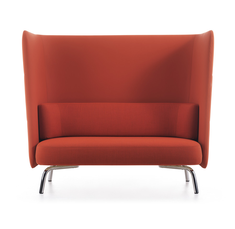 Portus Seating two-seater high-back chair in rust