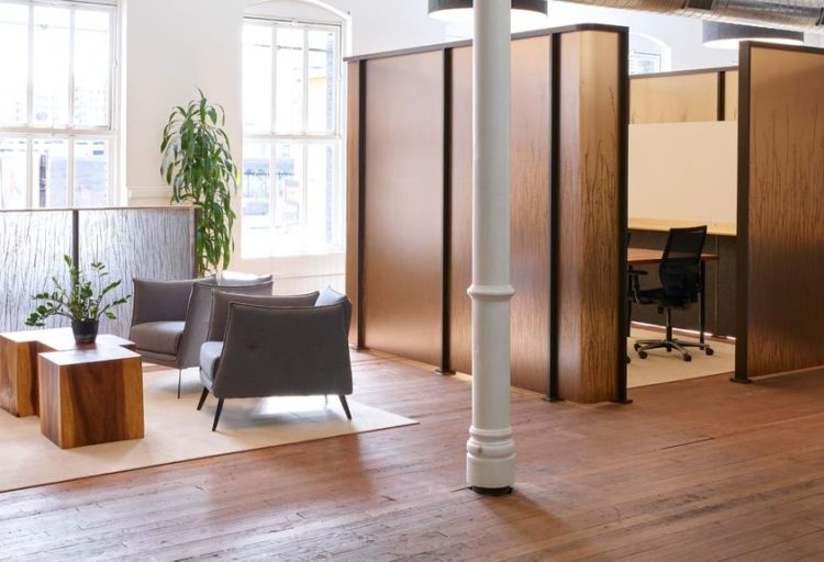 open office with partitions