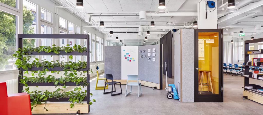 Vitra's Dancing Wall two versions plant wall and pinboard