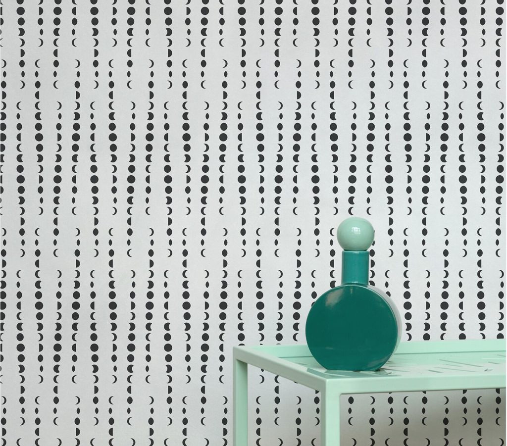 Aimée Wilder's Eudaimonia textile collection Earthlight Wallpaper black/white