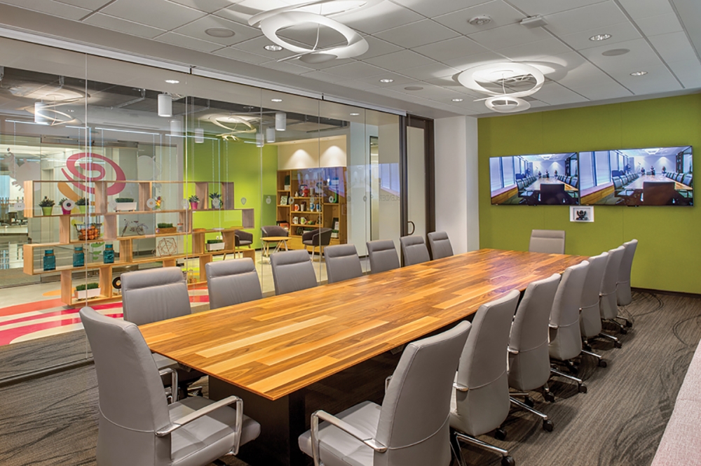 Nucraft Flow Conference Table planked veneer