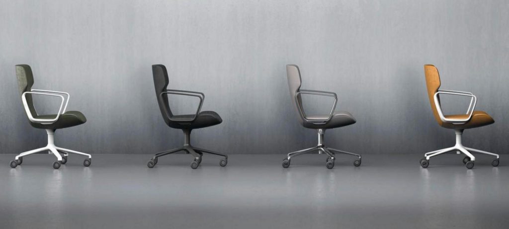 Wilkhahn Intra Task Chair four chairs profile view several colors