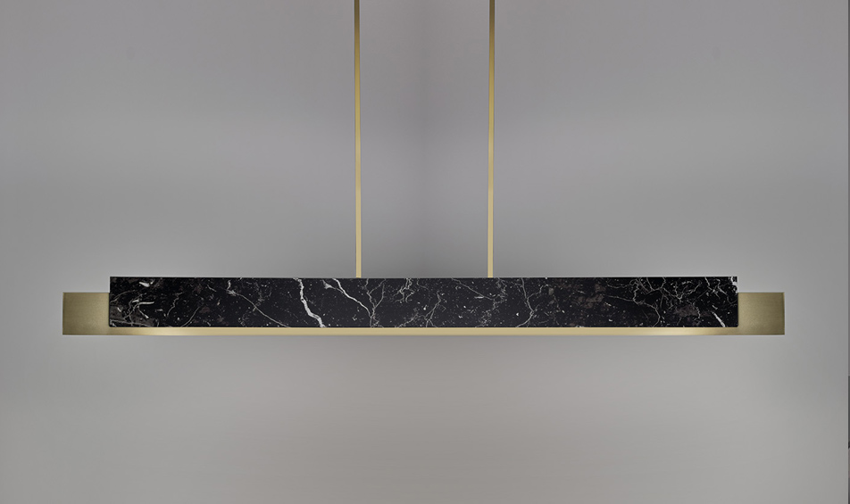 David Abad Mercer Pendant black granite on gold brass